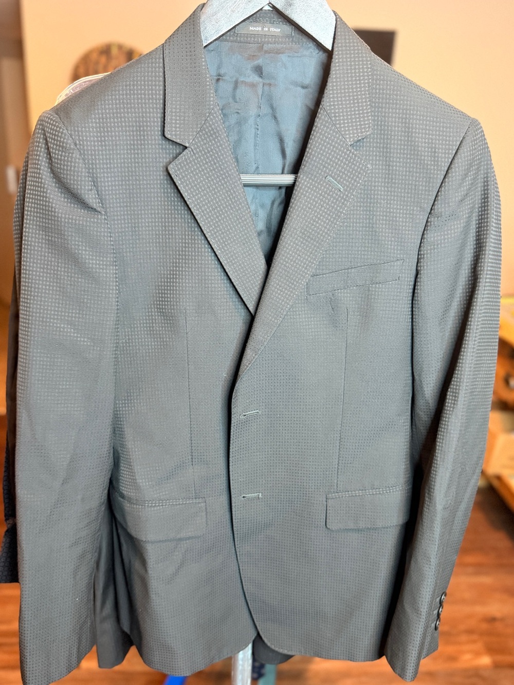 Emporio Armani David Line Black Micro-Pattern Blazer — Made in Italy - Sz.42